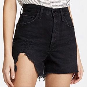 Black AGOLDE Dee Ultra High Rise Denim Shorts